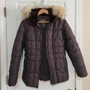 Redhead Outdoor Brown Quilted Down Coyote Fur Hood Puffer Jacket